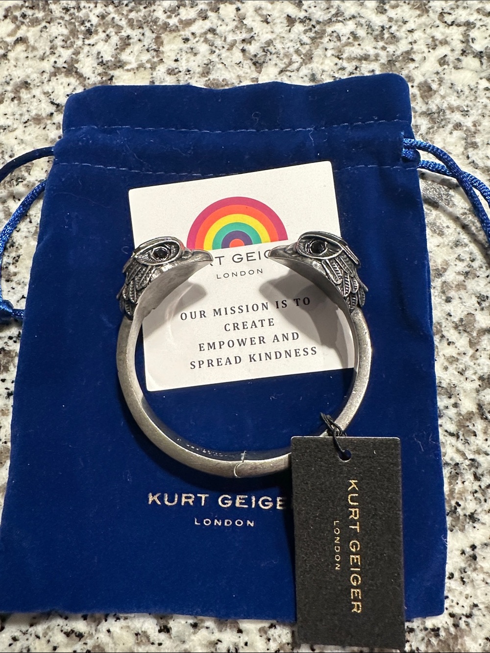 Kurt Geiger Silver-Tone Open Cuff Bracelet with Eagle Heads
